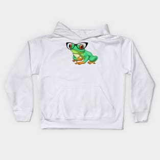 Frog Secretary Glasses Kids Hoodie